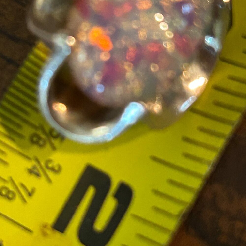 Vintage 925 Sterling Silver Pendant Confetti Faux Opal Boho Mexico 8.44 Grams - Picture 9 of 13